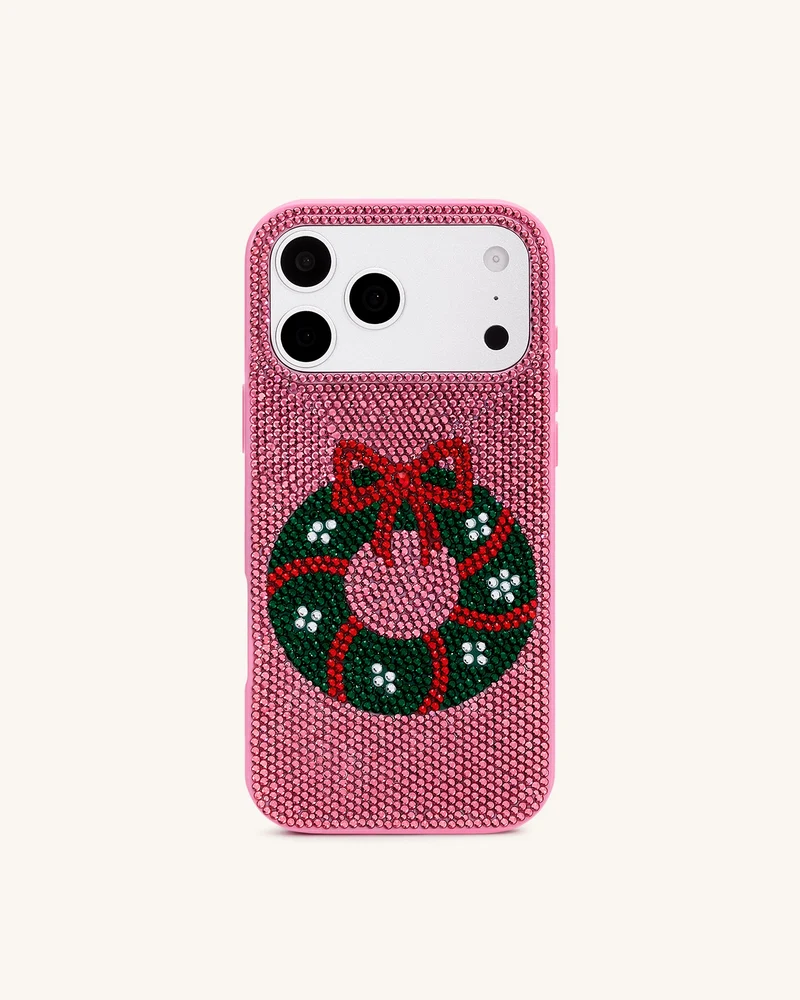 Holiday Kranz-Glitzer-Handyhülle - Rosa