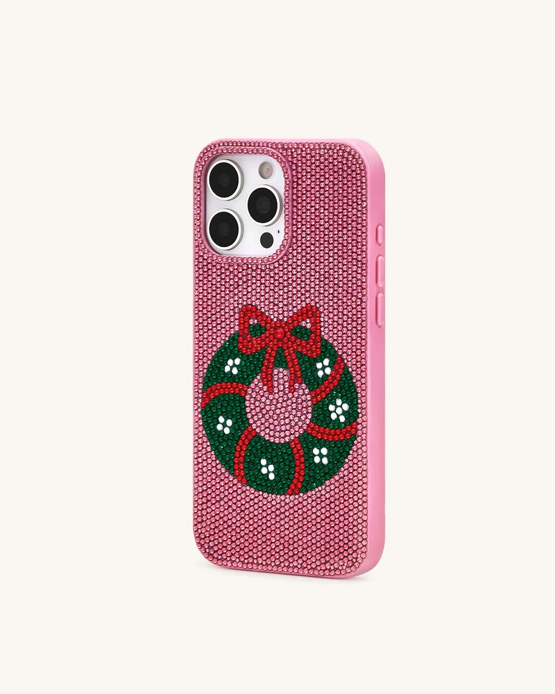 Holiday Kranz-Glitzer-Handyhülle - Rosa