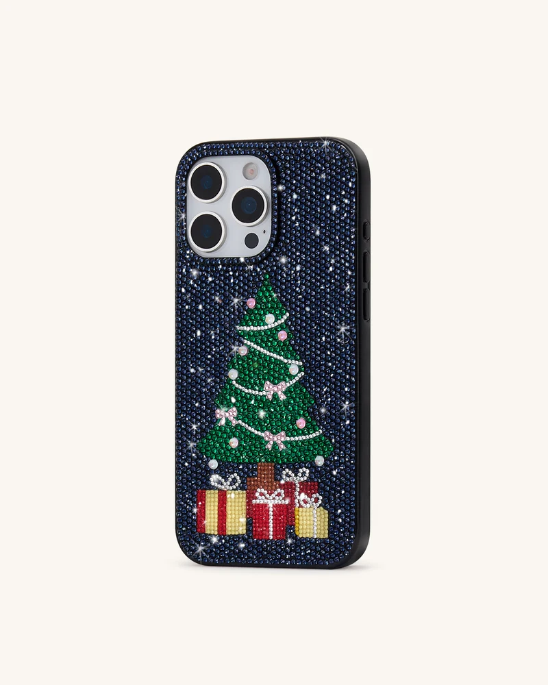 Weihnachtsbaum-Glitzer-Handyhülle - Schwarz