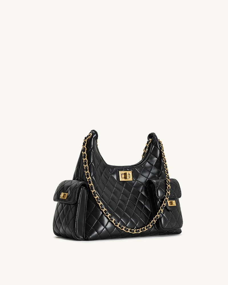 Vivian Gesteppte Kettenschultertasche - Schwarz