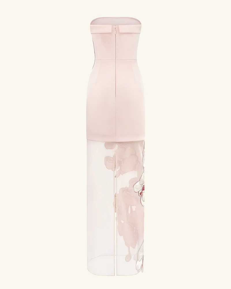 Orchideen-besticktes Kleid - Rosa