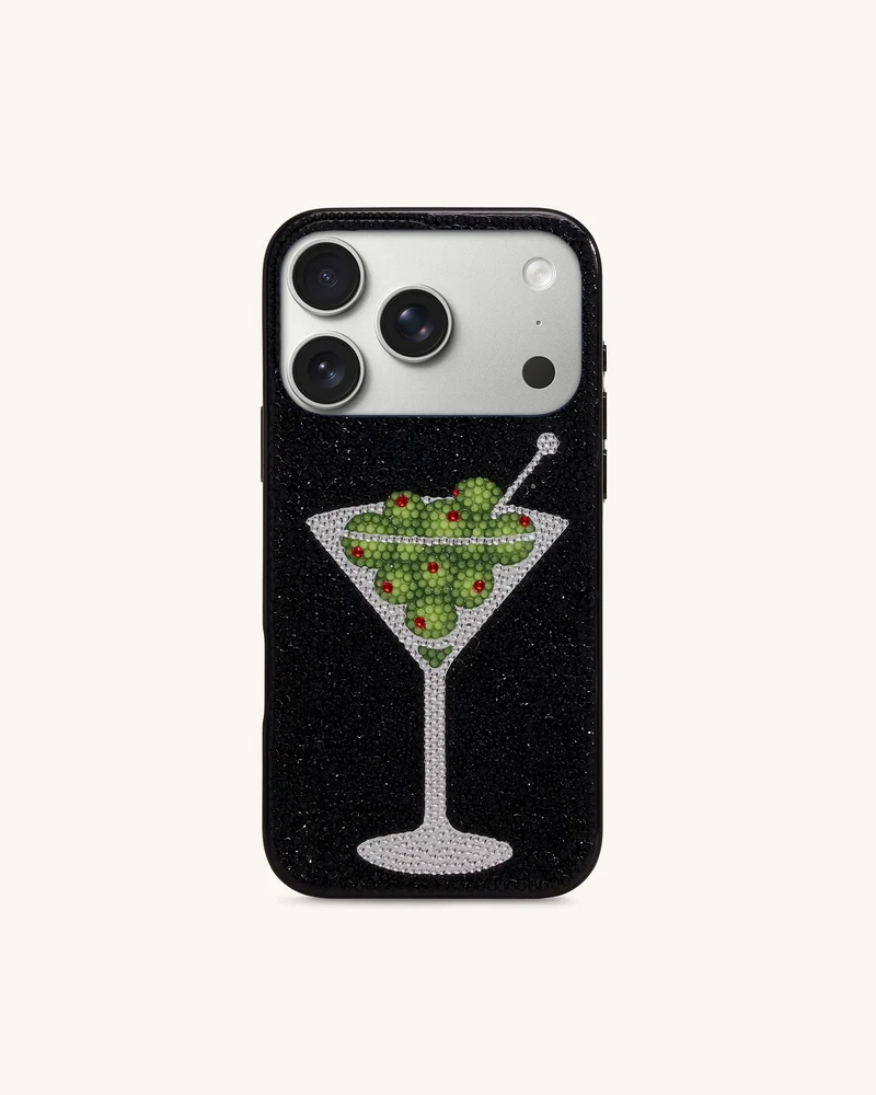 Olive Martini Kunstkristall Handyhülle - Schwarz