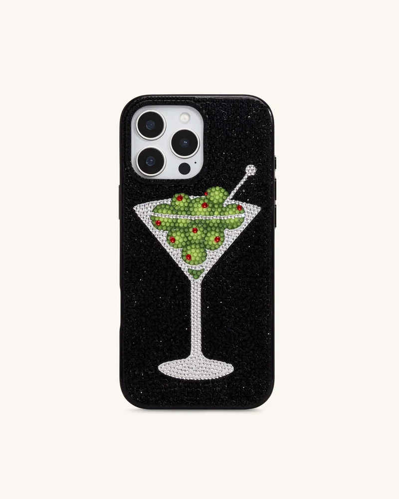 Olive Martini Kunstkristall Handyhülle - Schwarz
