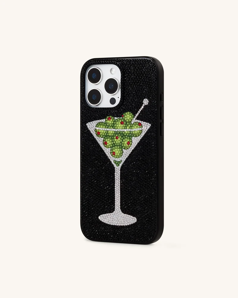 Olive Martini Kunstkristall Handyhülle - Schwarz