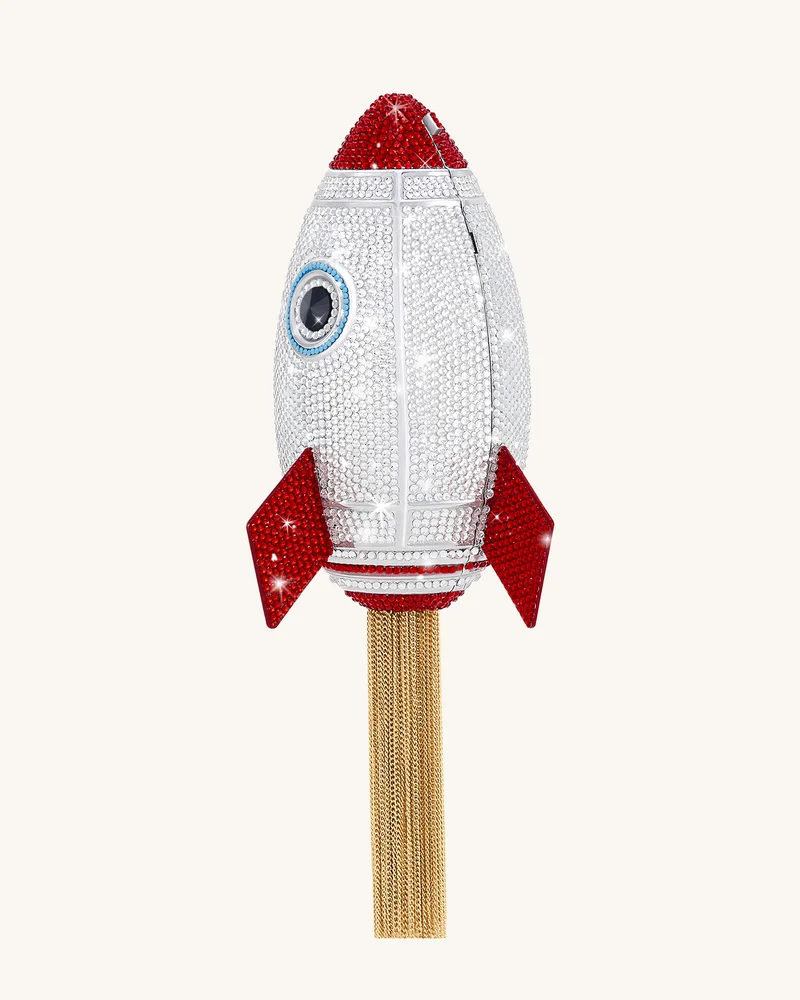 Rocket Form Kunstkristall Clutch - Silber