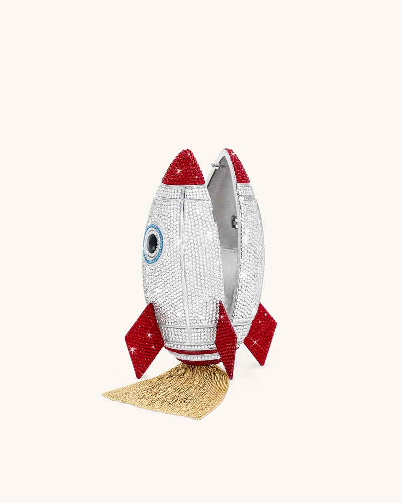 Rocket Form Kunstkristall Clutch - Silber