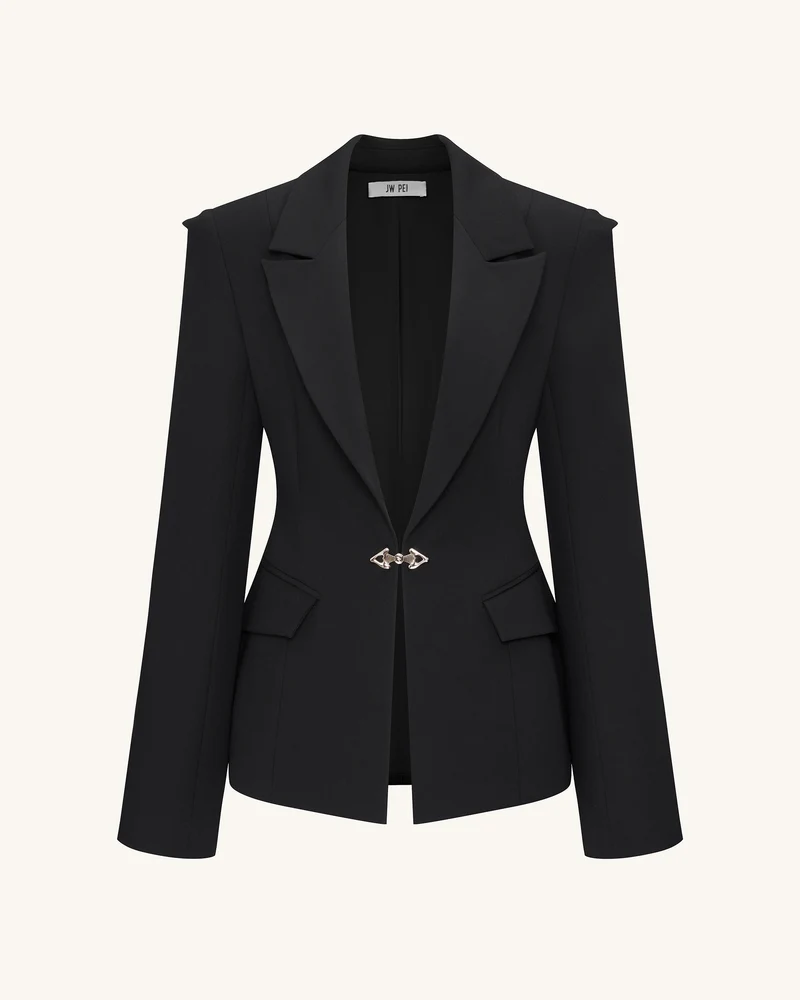 Layla Lock Schnallen Deep-V Blazer - Schwarz