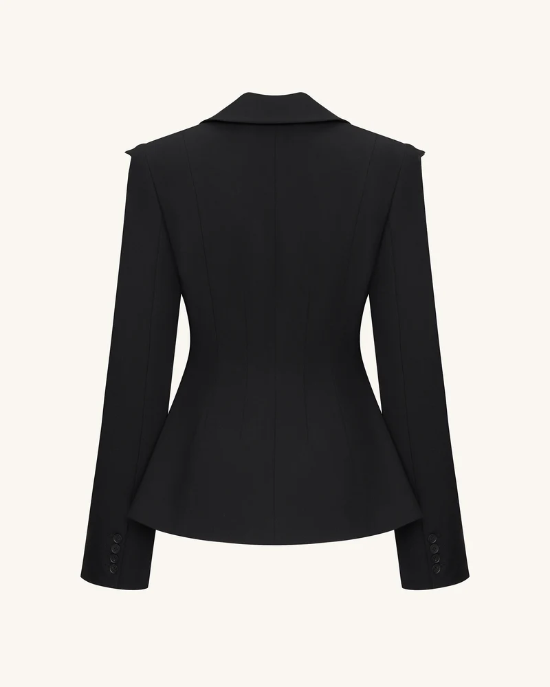 Layla Lock Schnallen Deep-V Blazer - Schwarz