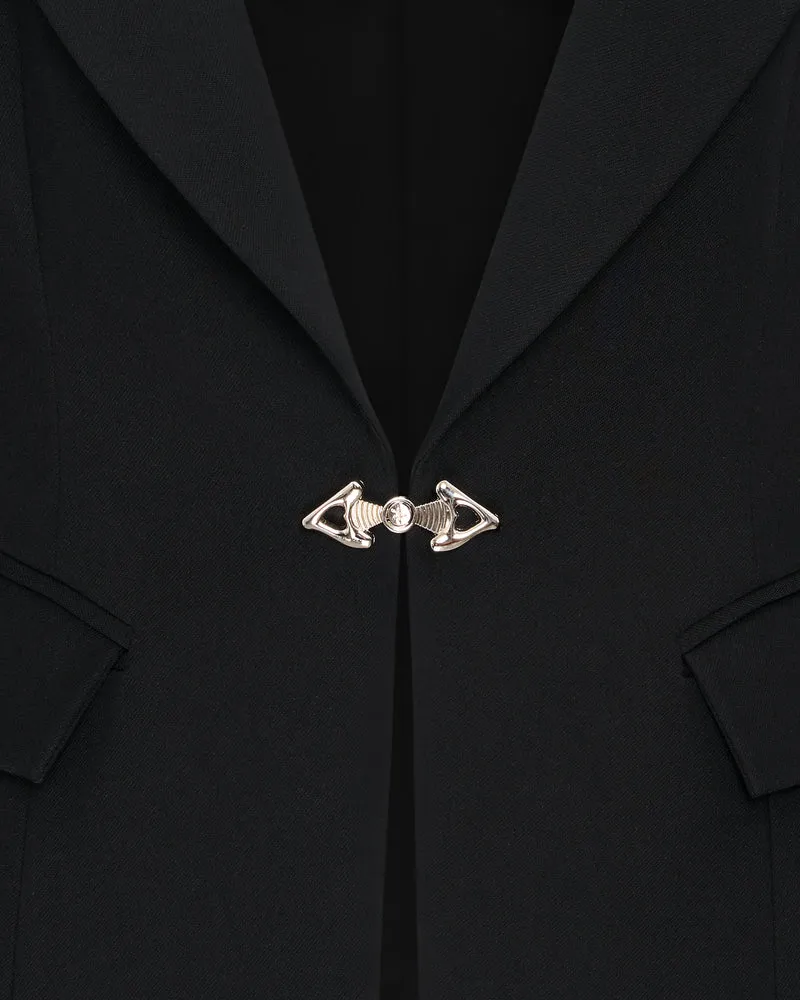 Layla Lock Schnallen Deep-V Blazer - Schwarz
