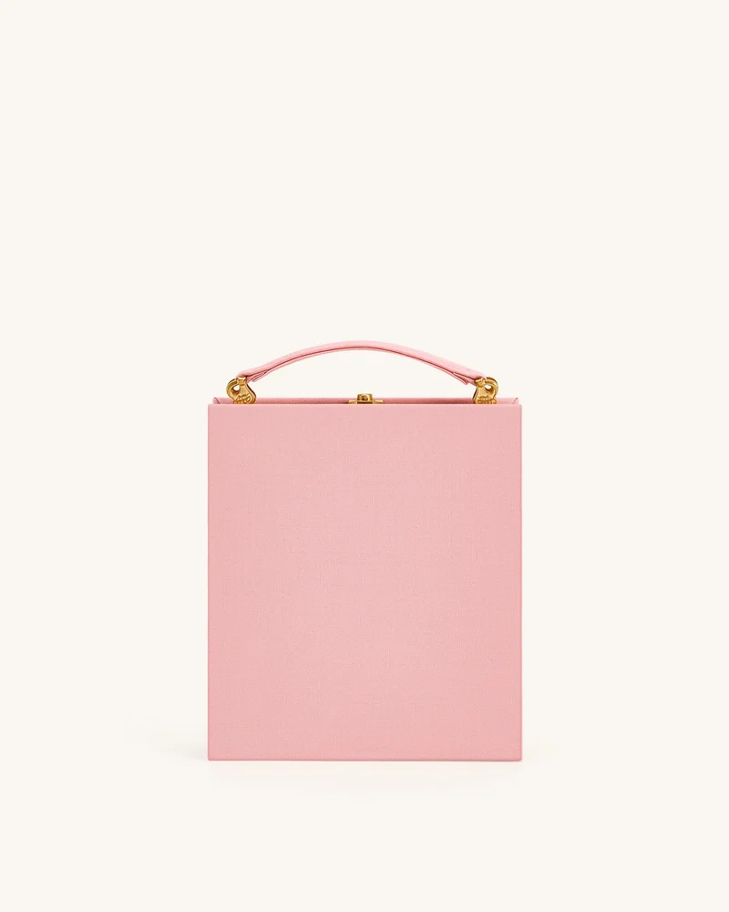 Taya Clutch-Tasche in Buchform mit Weinglas-Welpenmuster - Rosa