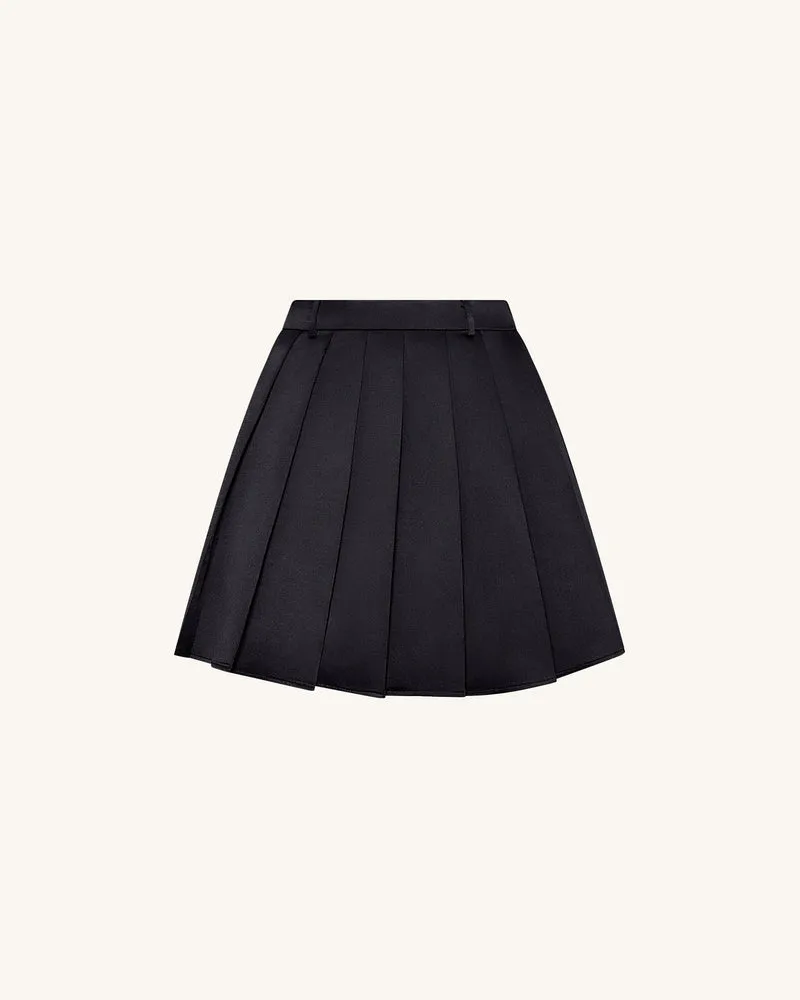 Plissierter Minirock aus Satin - Schwarz