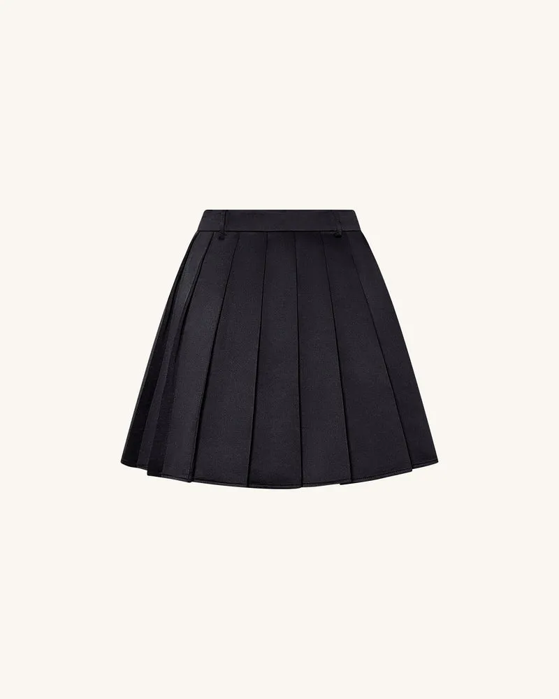 Plissierter Minirock aus Satin - Schwarz