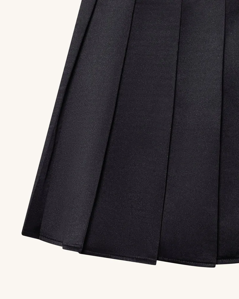 Plissierter Minirock aus Satin - Schwarz