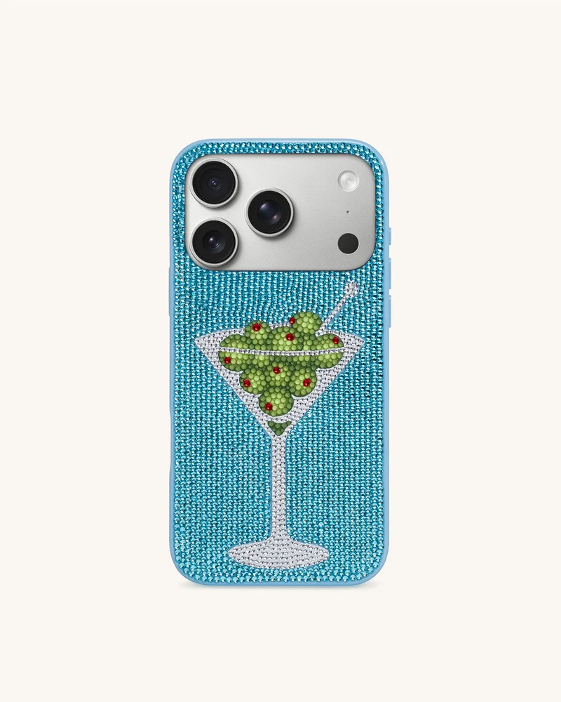 Olive Martini-Kunstkristall-Handyhülle - Hellblau