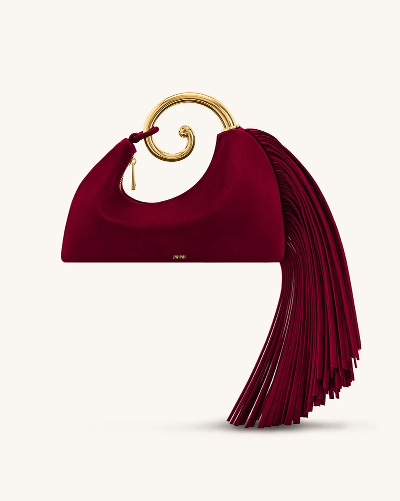 Nell Henkeltasche mit Fransen-Hardware - Burgund