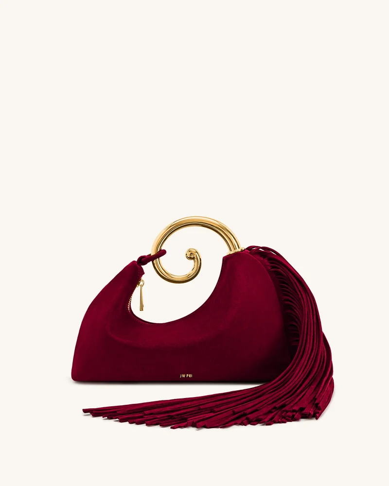 Nell Henkeltasche mit Fransen-Hardware - Burgund