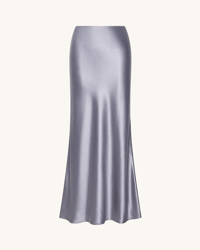 Fließender Satin Meerjungfrau-Maxi-Rock – Silber