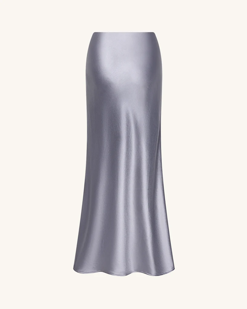 Fließender Satin Meerjungfrau-Maxi-Rock – Silber