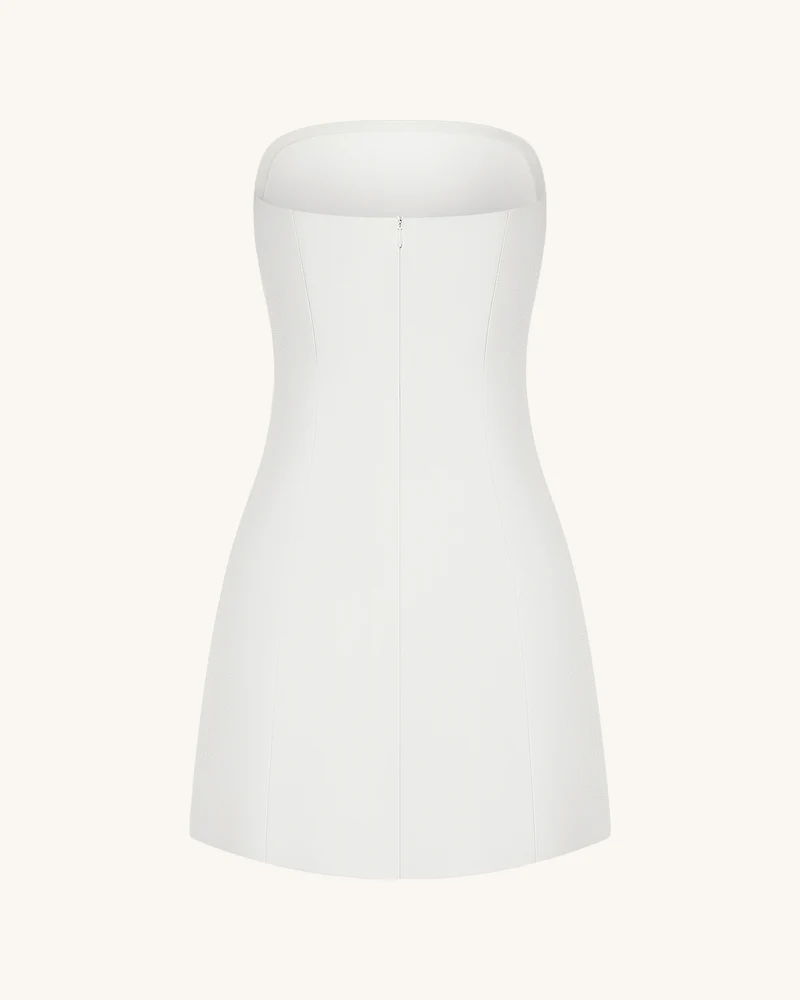 Trägerloses Kleid mit Orchideen-Applikation - Weiß