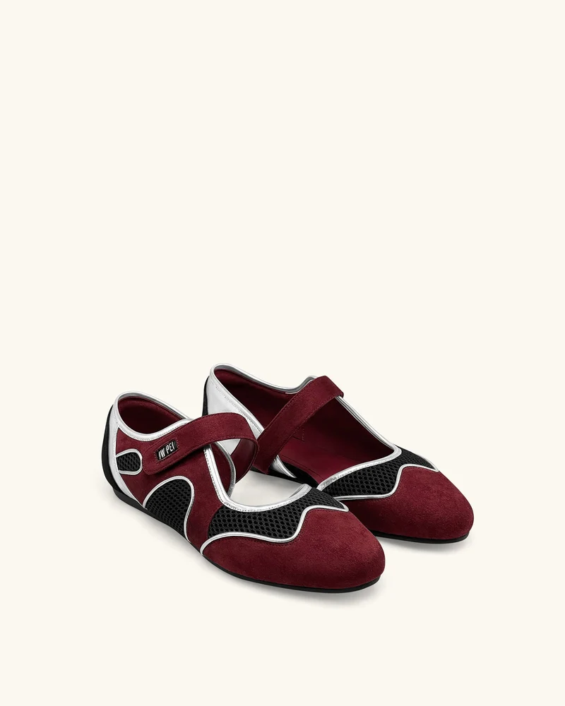 Zoe Mary Janes Ballerinas – Burgunder Schwarz