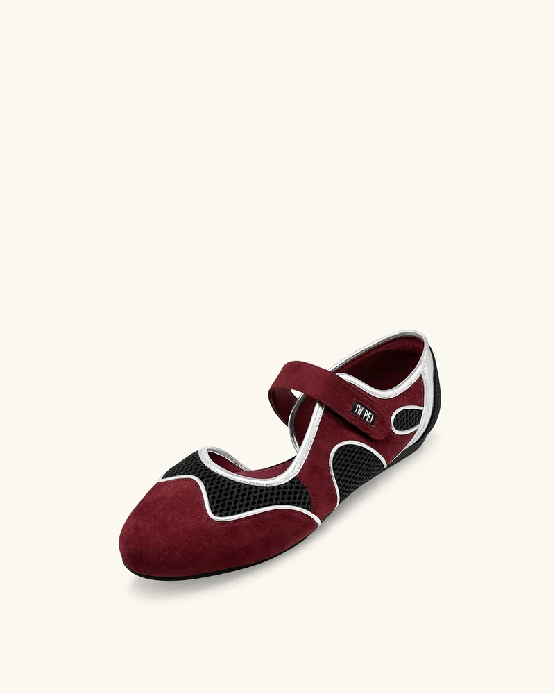Zoe Mary Janes Ballerinas – Burgunder Schwarz