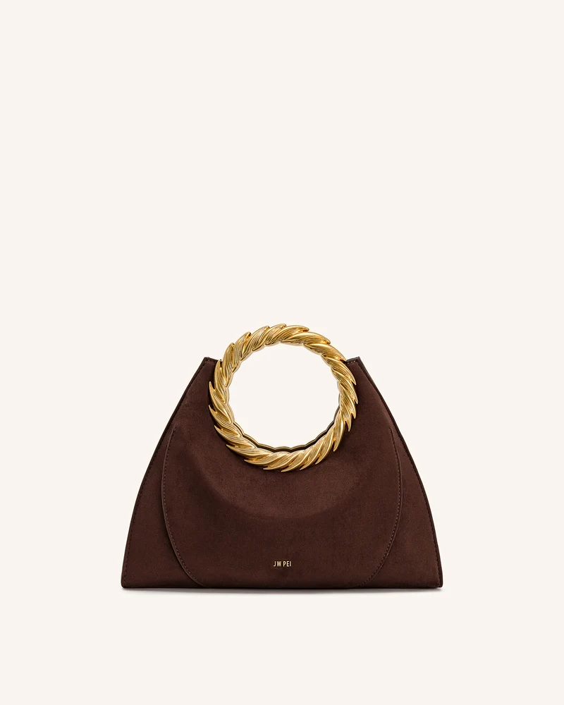 Amiya Blattgriff Kunstleder Skulptur Tasche - Mokkabraun