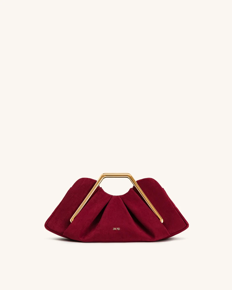 Lila Kunstleder Metallrahmen Clutch - Rot