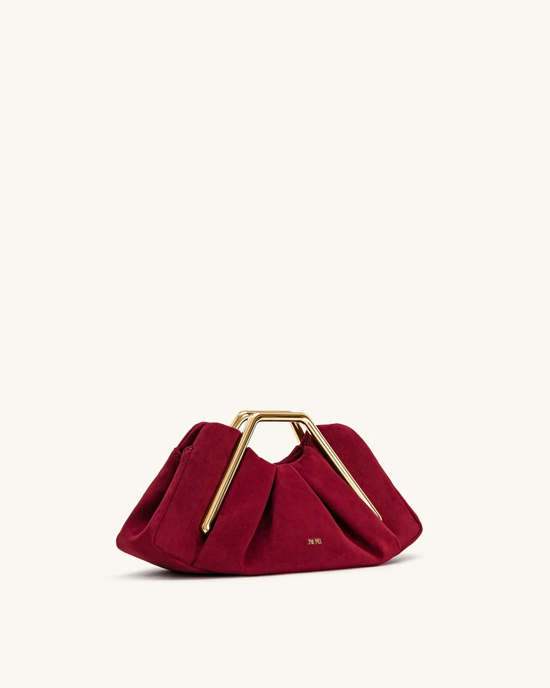 Lila Kunstleder Metallrahmen Clutch - Rot