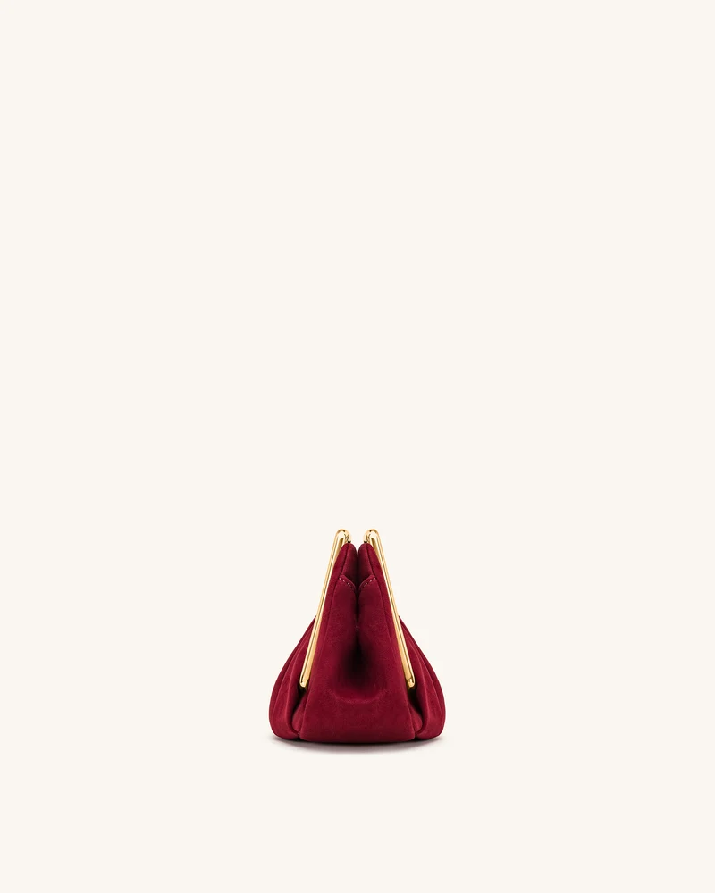 Lila Kunstleder Metallrahmen Clutch - Rot