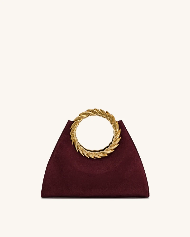 Amiya Blattgriff Kunstleder Skulptur Tasche - Merlotrot