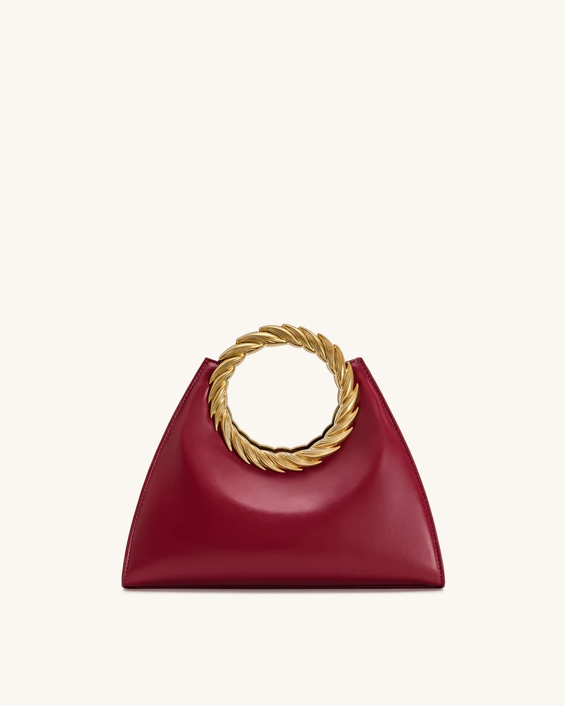 Amiya Blattgriff Skulptur Tasche - Weinrot