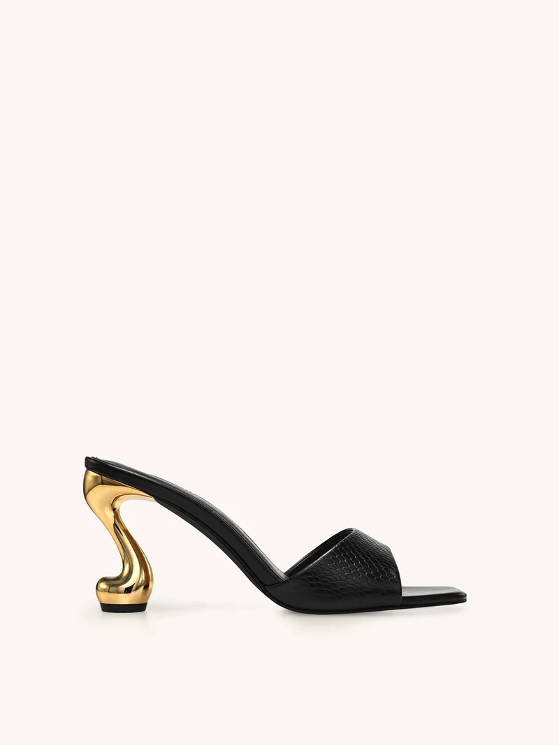 Hannah Kunstlederschlangenhaut-Pumps mit Absatz - Schwarz
