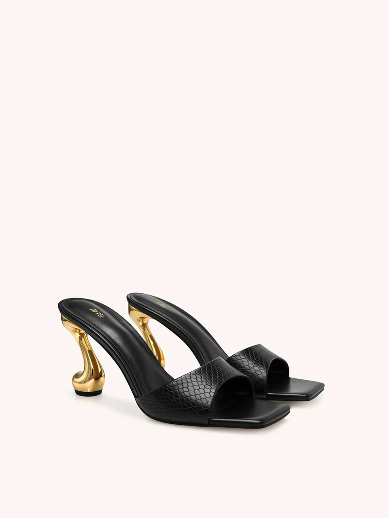 Hannah Kunstlederschlangenhaut-Pumps mit Absatz - Schwarz