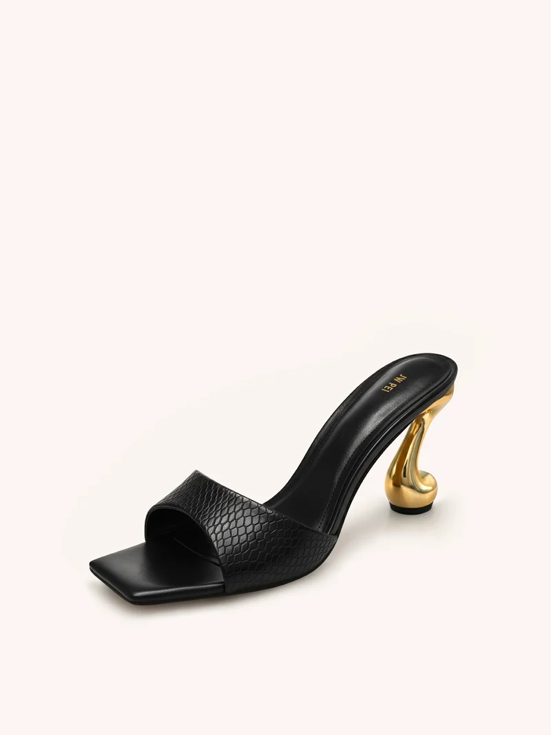 Hannah Kunstlederschlangenhaut-Pumps mit Absatz - Schwarz