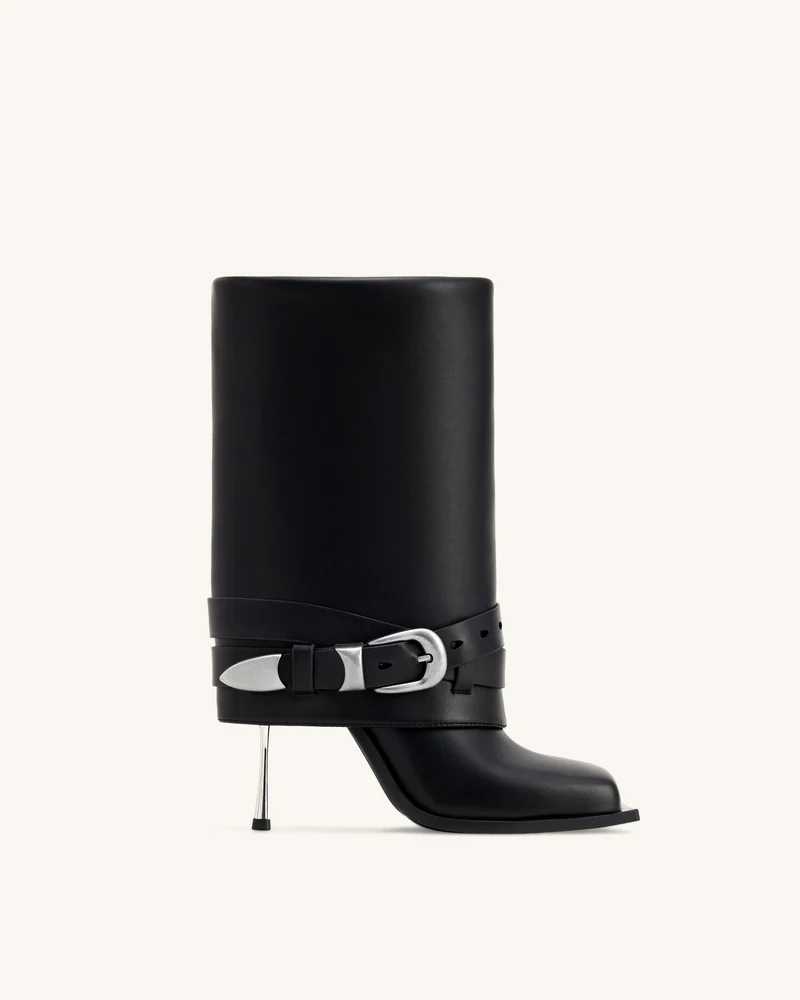 Emilia Westerne Stilettos mit Schnallen aus Leder - Schwarz