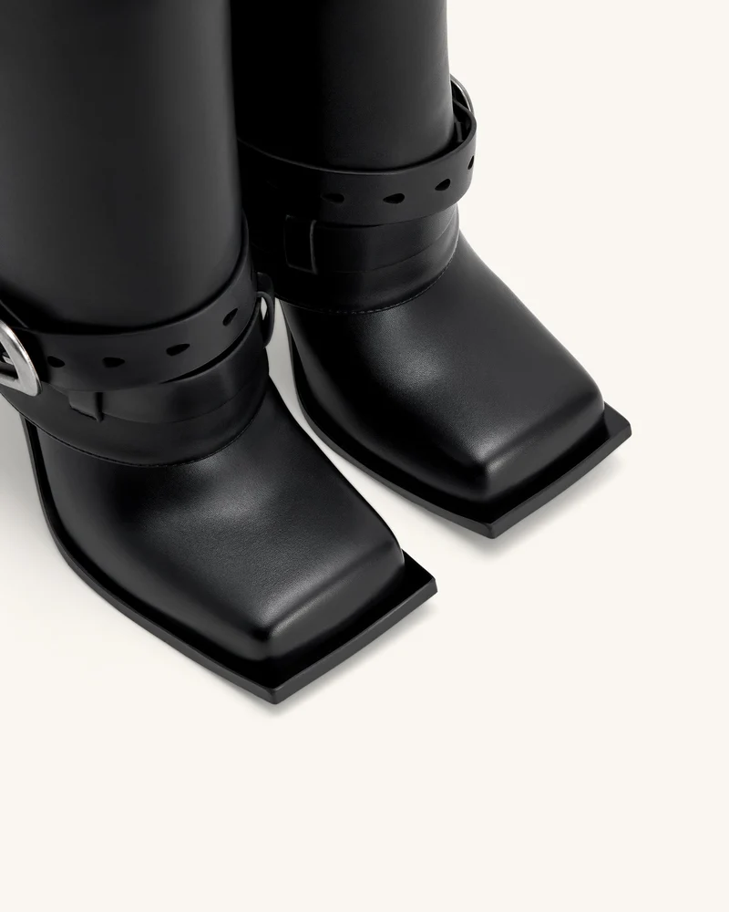 Emilia Westerne Stilettos mit Schnallen aus Leder - Schwarz