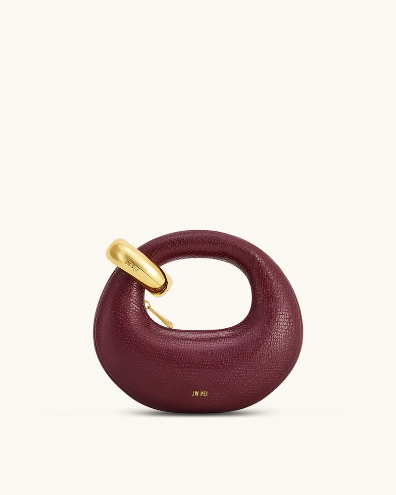 Abacus Mini Handtasche mit Henkel - Kunst-Schlangenlederoptik - Burgund