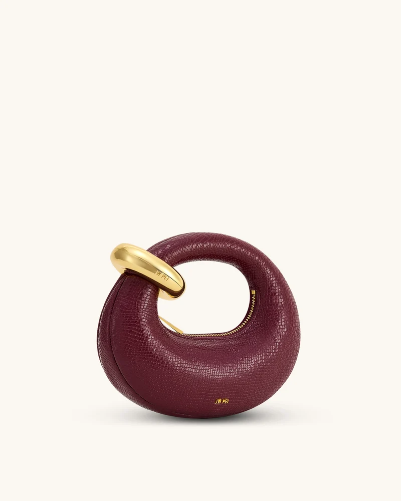 Abacus Mini Handtasche mit Henkel - Kunst-Schlangenlederoptik - Burgund