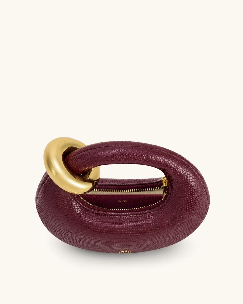 Abacus Mini Handtasche mit Henkel - Kunst-Schlangenlederoptik - Burgund