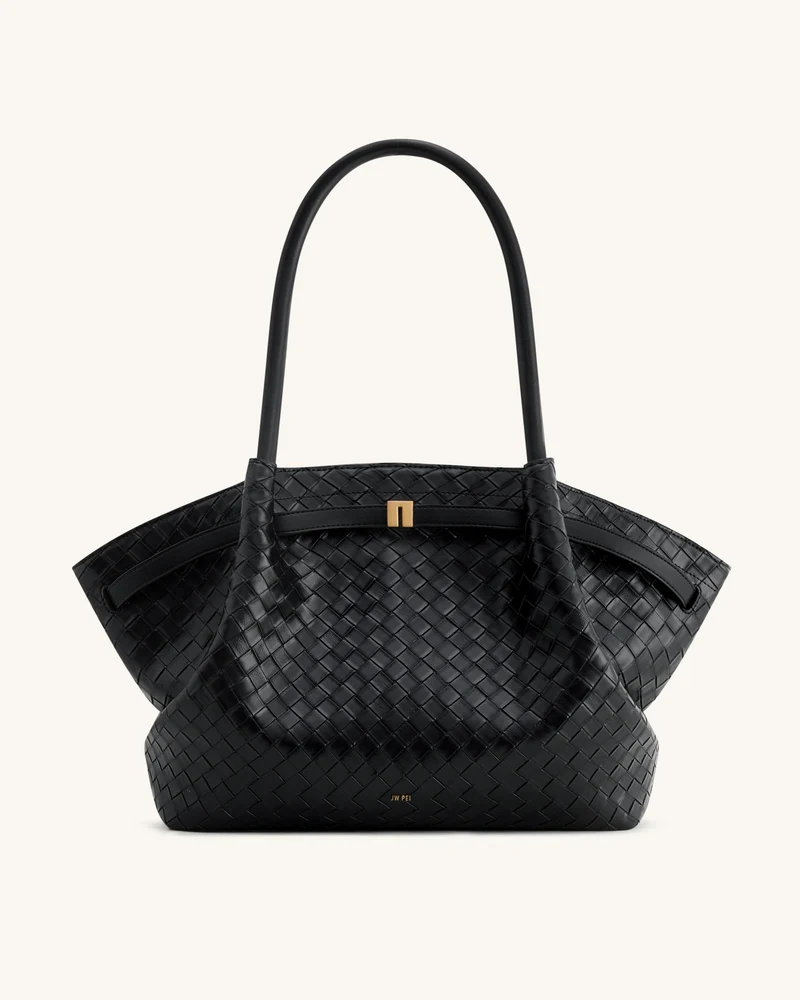 Hana Große Tasche mit Webstruktur - Schwarz