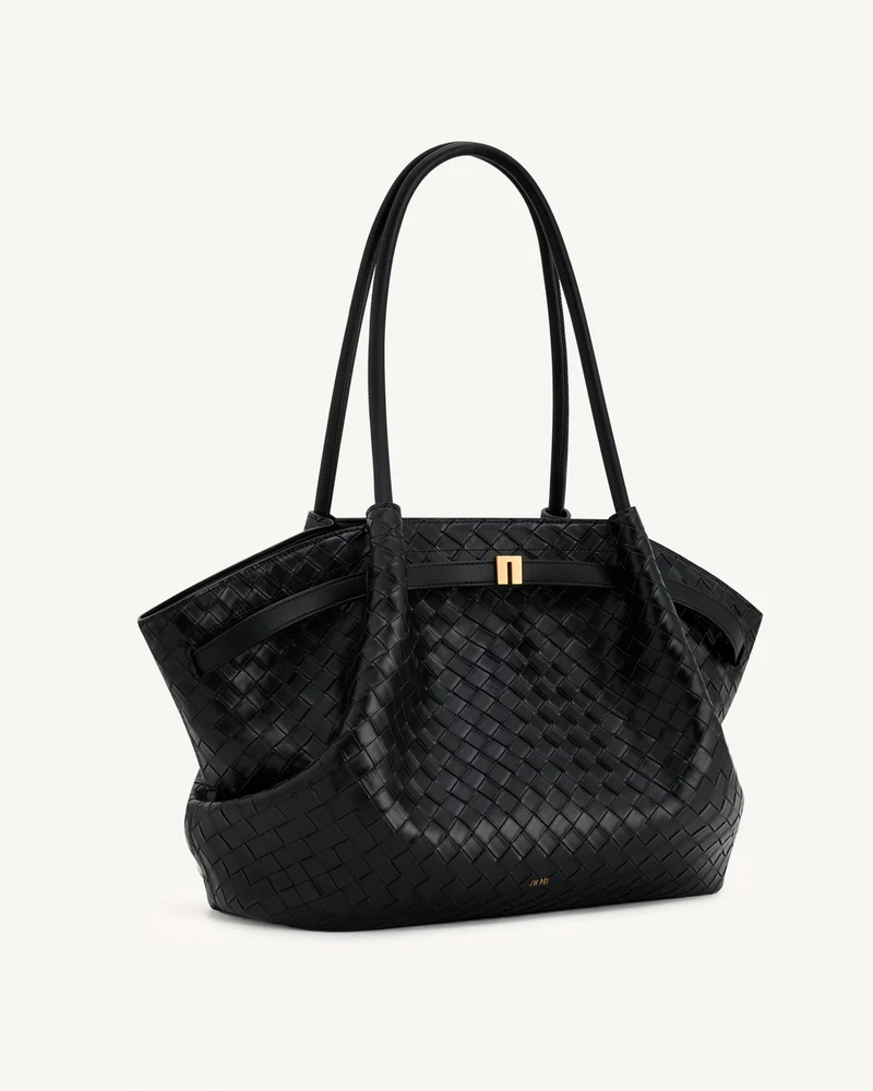 Hana Große Tasche mit Webstruktur - Schwarz