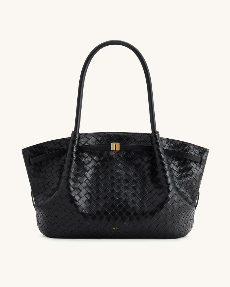 Hana Große Tasche mit Webstruktur - Schwarz