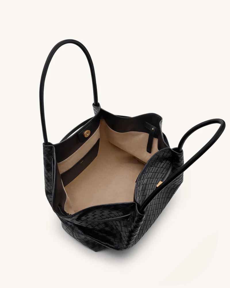 Hana Große Tasche mit Webstruktur - Schwarz