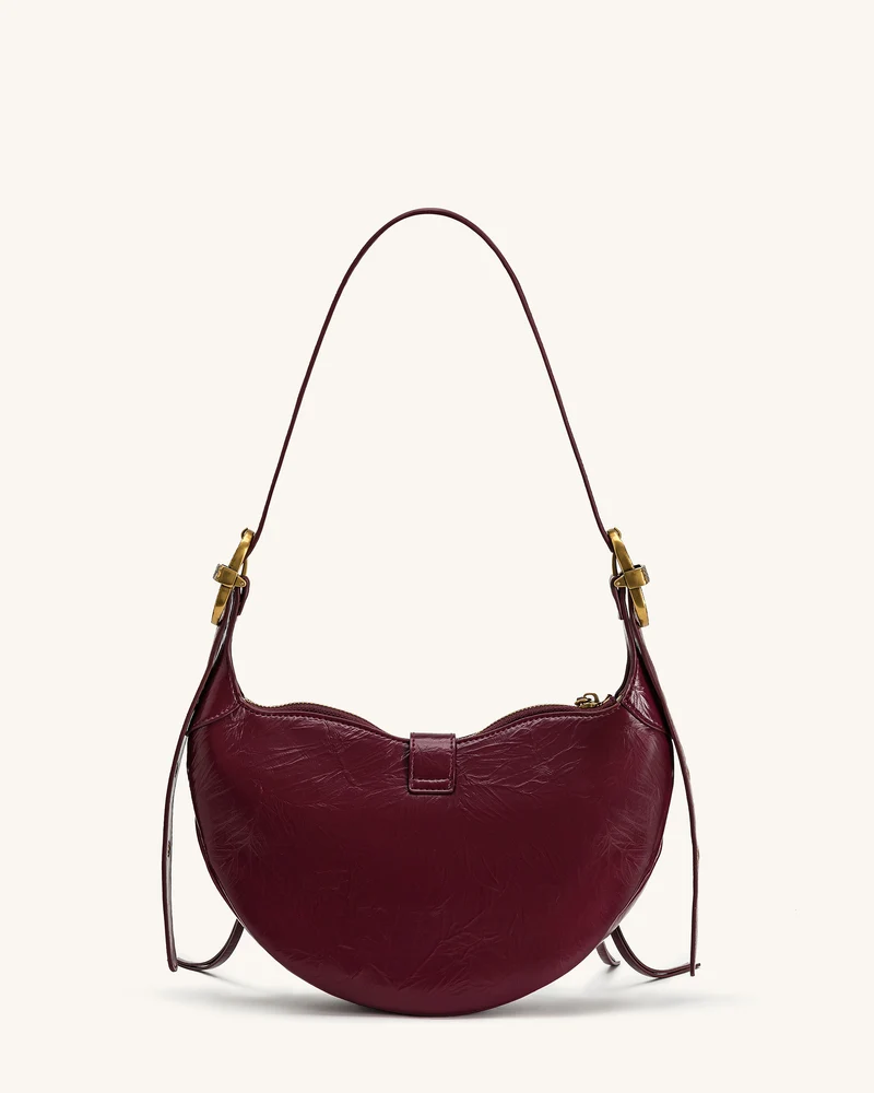 Tessa Nieten-Schultertasche – Burgunderrot