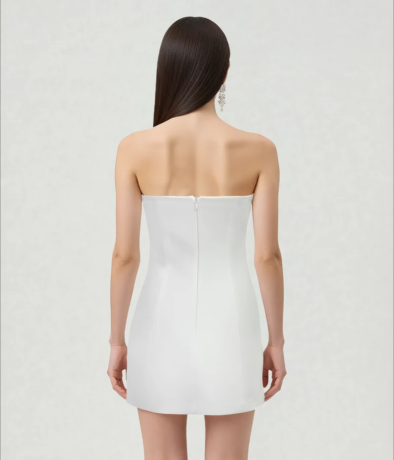 Geblümtes Minikleid - Weiß