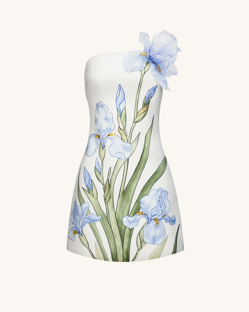 Geblümtes Minikleid - Weiß