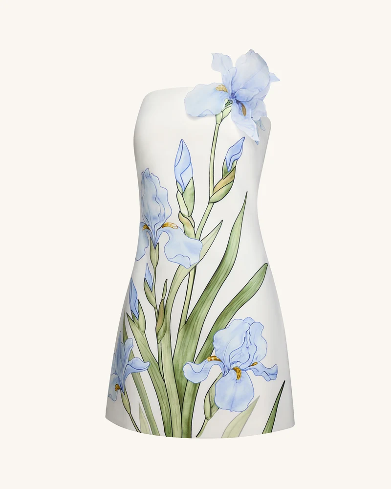Geblümtes Minikleid - Weiß
