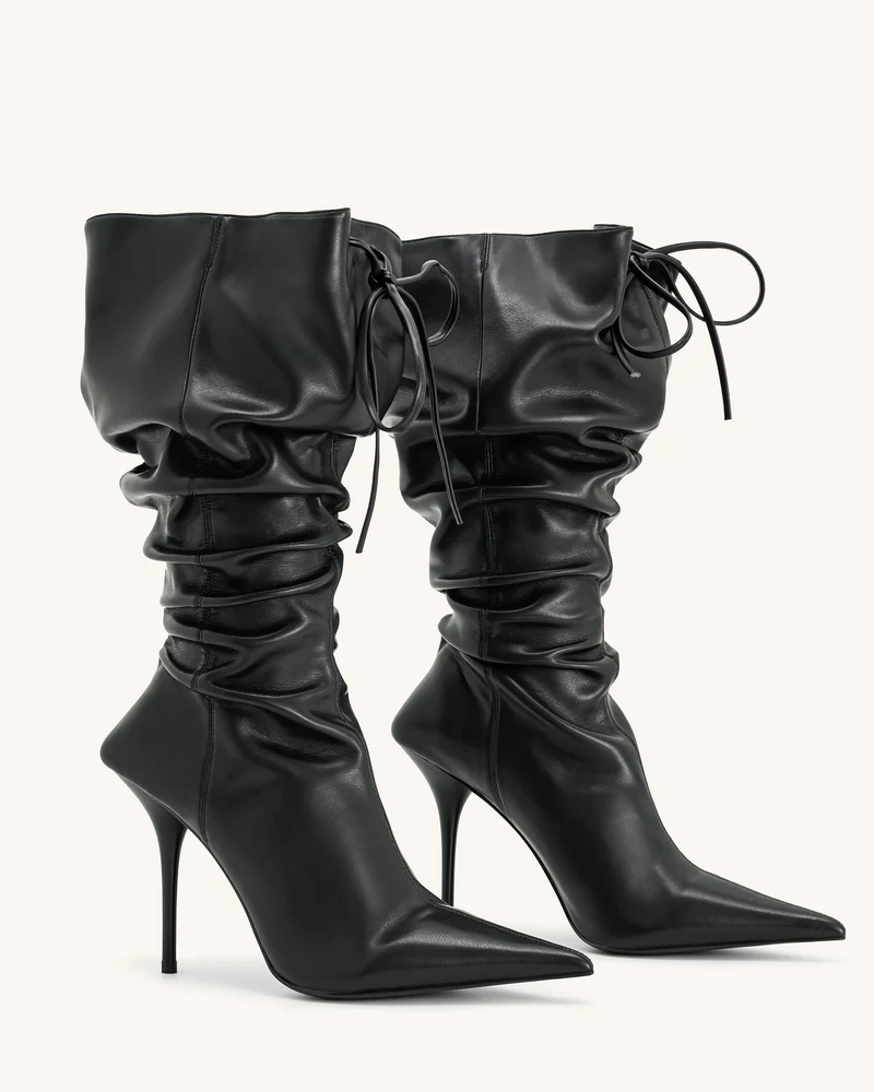 Olivia Leder High Heel Stiefel - Schwarz