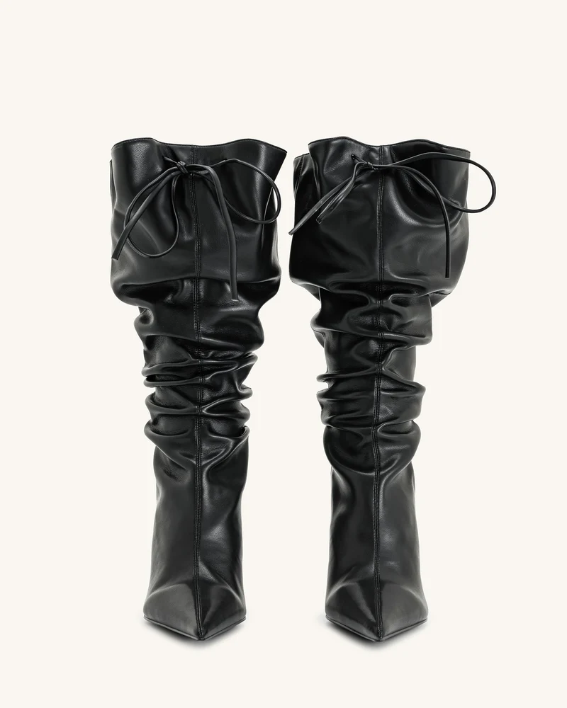 Olivia Leder High Heel Stiefel - Schwarz