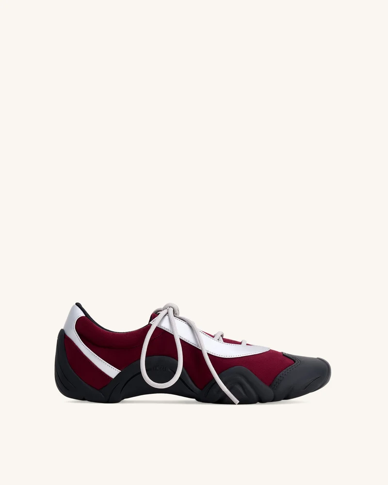 Caitlin Kunstwildleder-Schnürballerina-Sneaker - Bordeaux & Hellgrau
